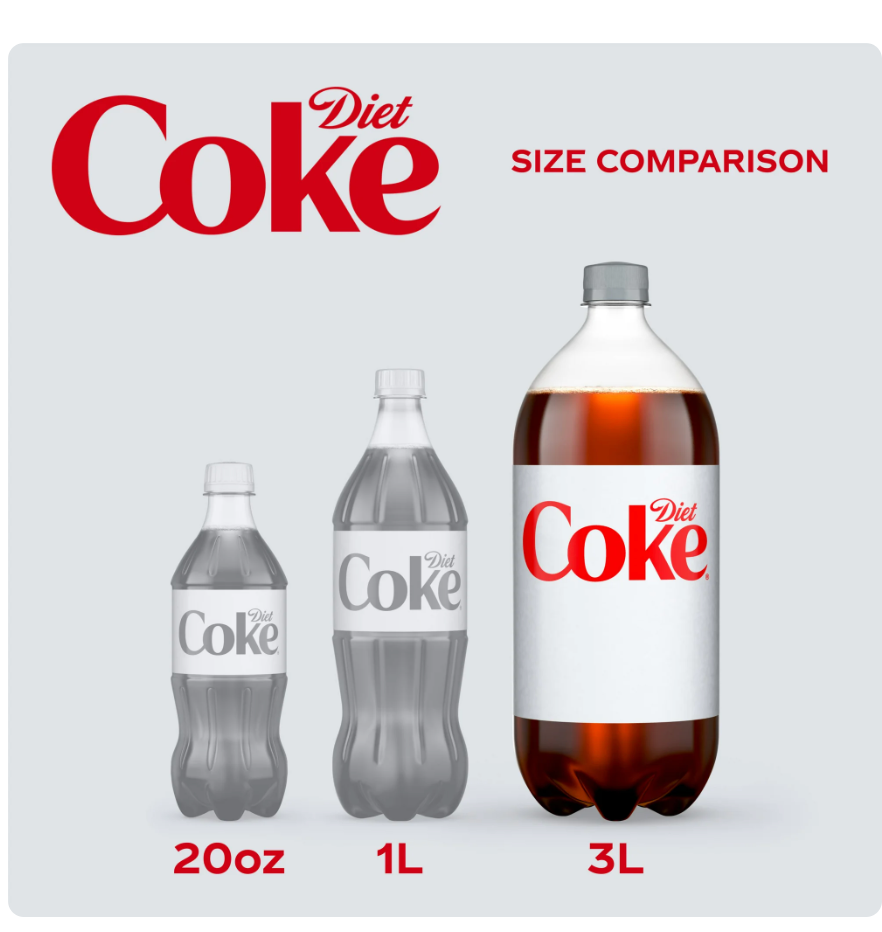 Diet Coke Diet Soda Pop, 3 Liters Bottle