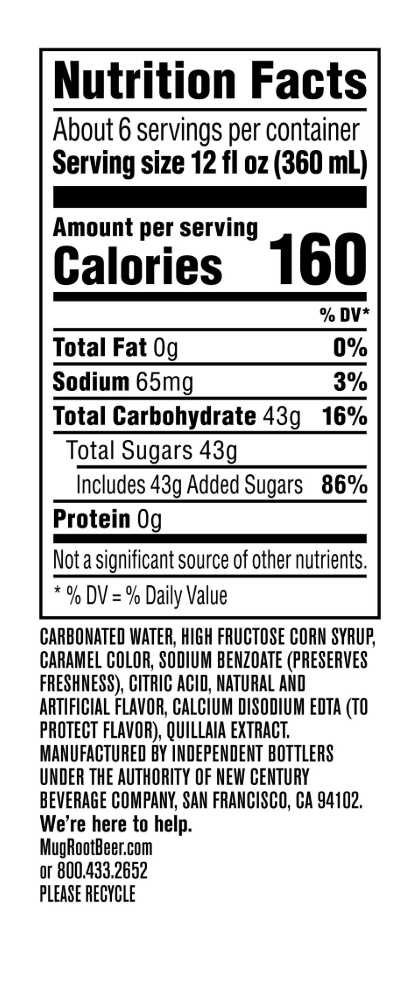 Mug Root Beer Soda 2 Liter Plastic Bottle