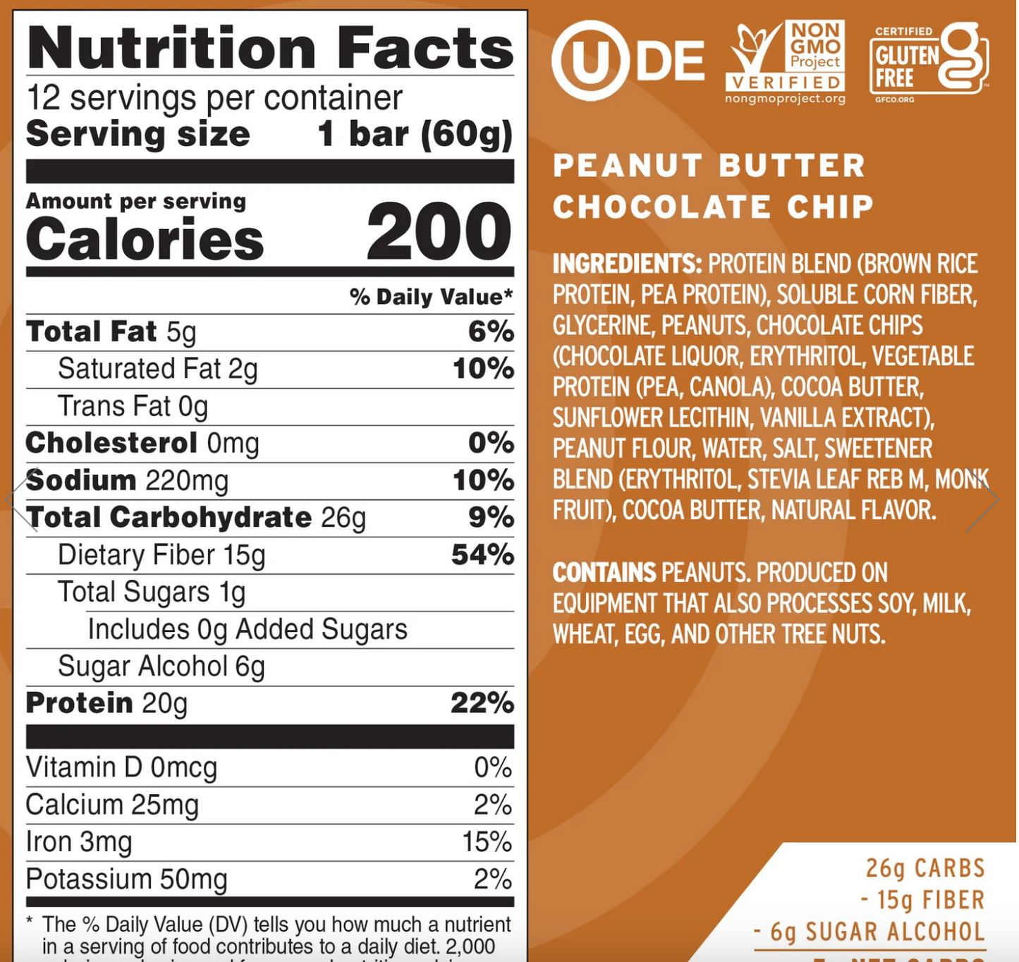 No Cow Peanut Butter Chocolate Chip Protein Bars - Expired June 04 2026