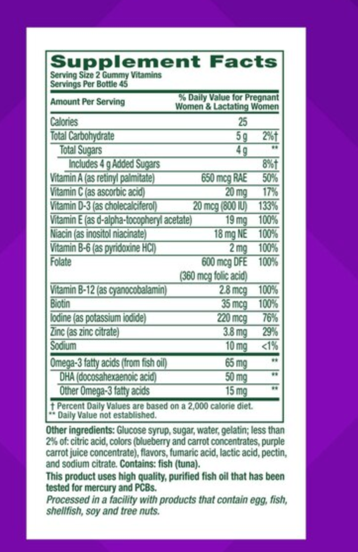 Vitafusion Prenatal Gummy Vitamins Assorted Flavor - Expires 03/2026
