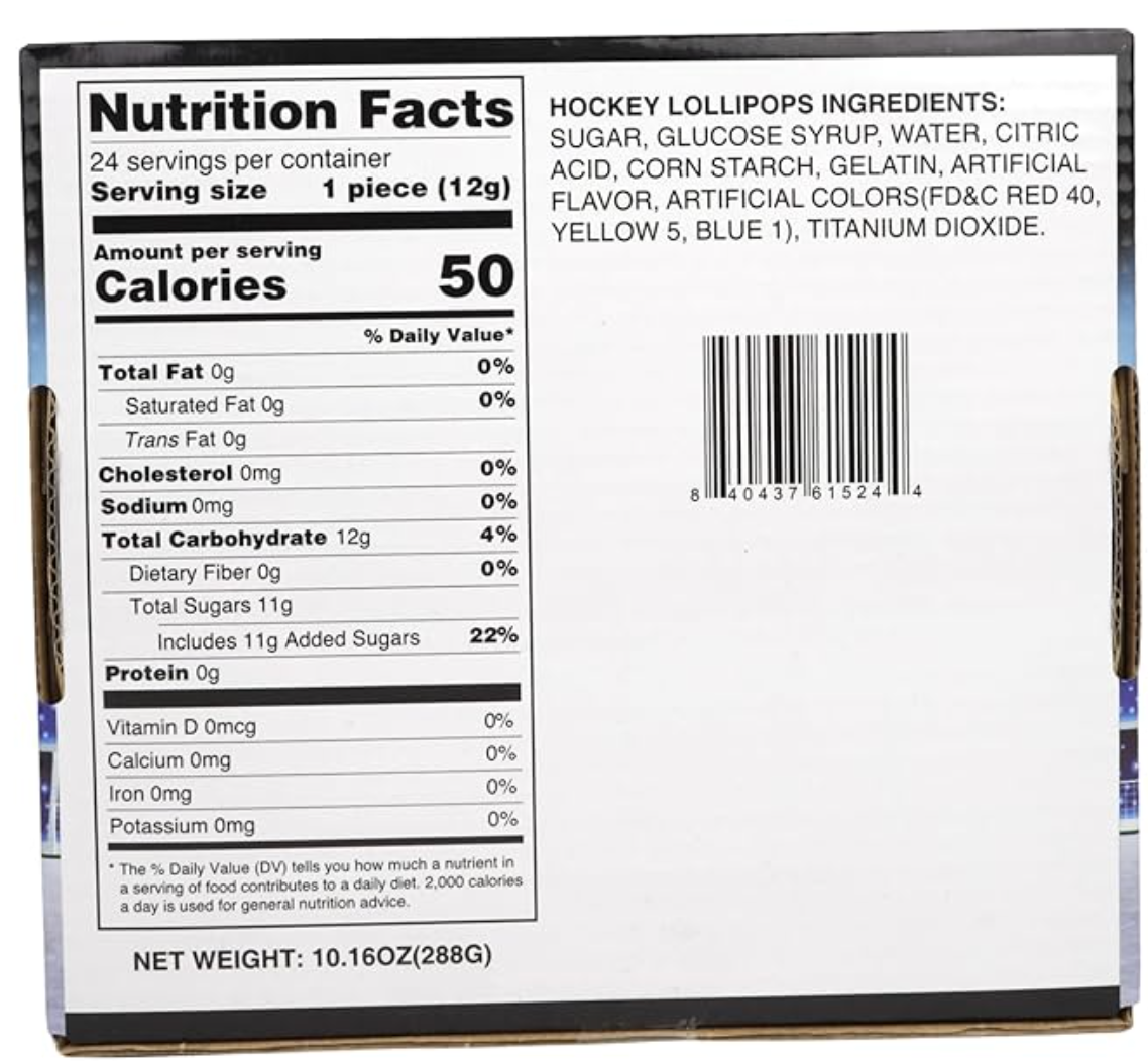 Hockey Puck Lollipops, Individually Wrapped Suckers, End of Year Team Gifts and Candy Party Favors, 24 Count - Expires 10/10/2026