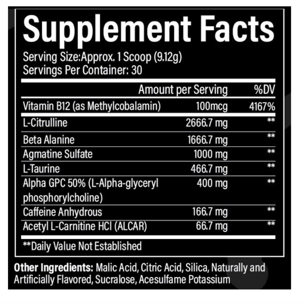 Smyle USA Pre-Workout Powder Lemon Lime - Pre Workout Energy with 400mg Alpha GPC + 167mg Caffeine and 1667mg Beta-Alanine Performance Blend | 30 Servings