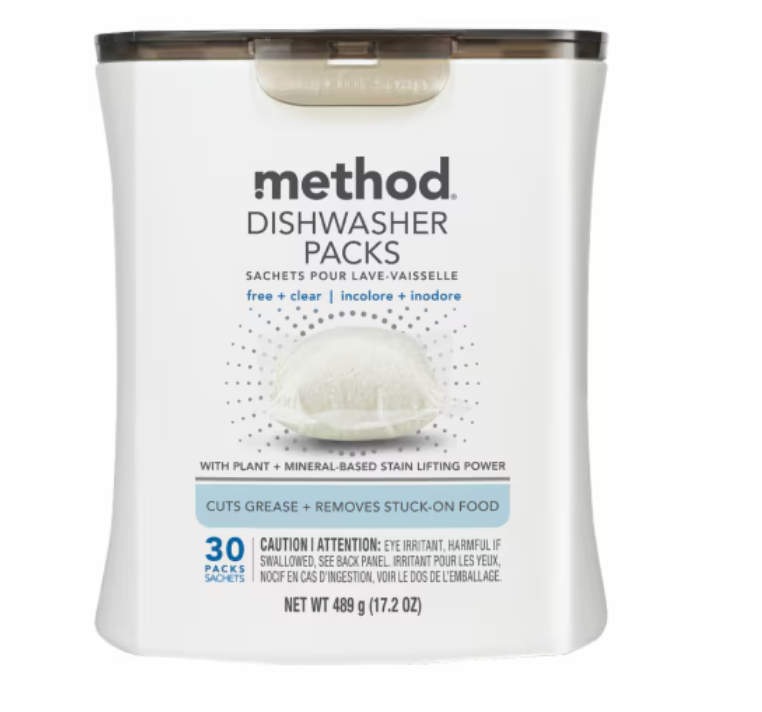 Method Dishwasher Packs Free & Clear -- 30 Packs