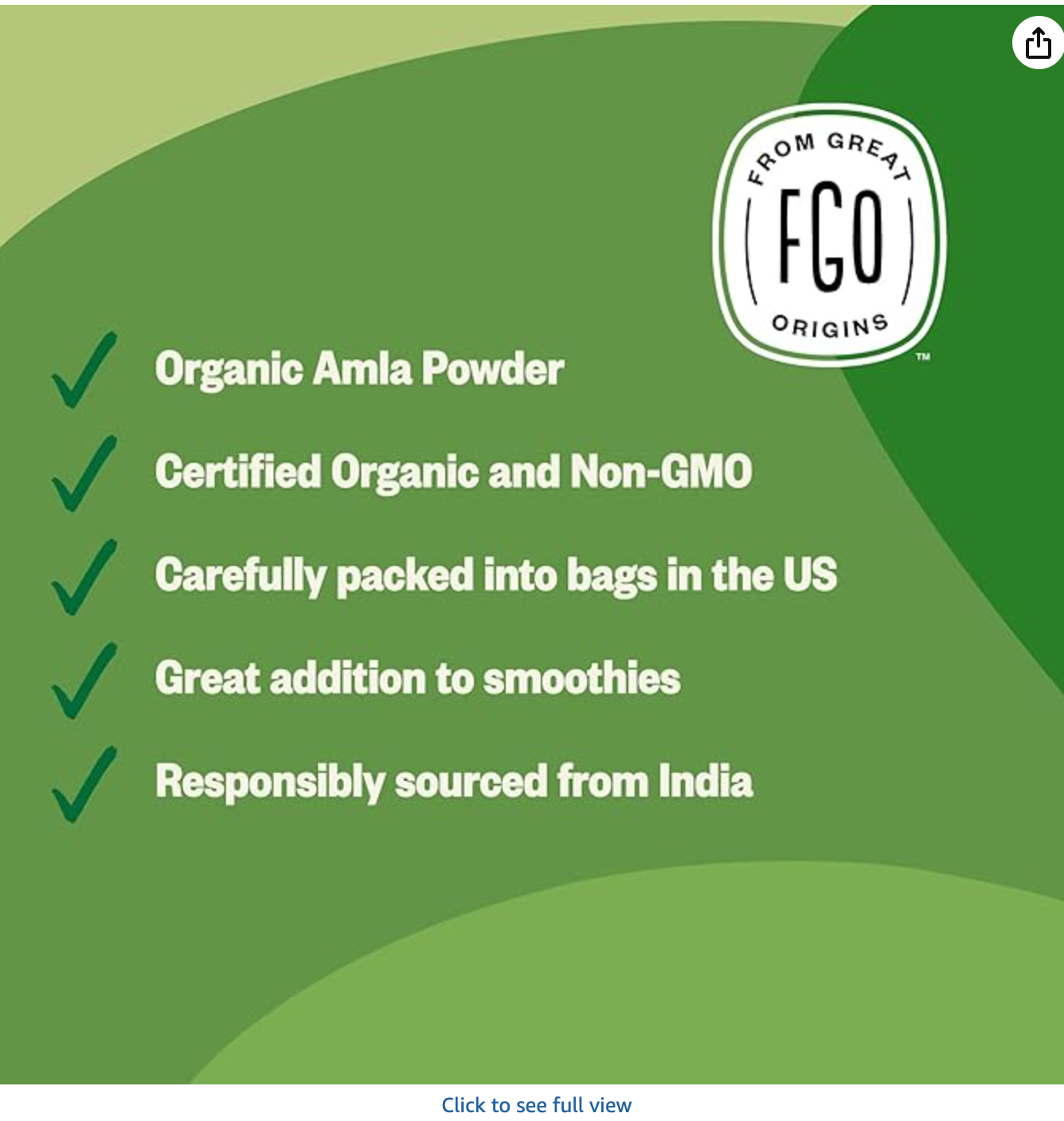 FGO Organic Amla Powder (Amalaki), 100% Raw from India, 16oz (Pack of 1) - Expired Feb 14 2025