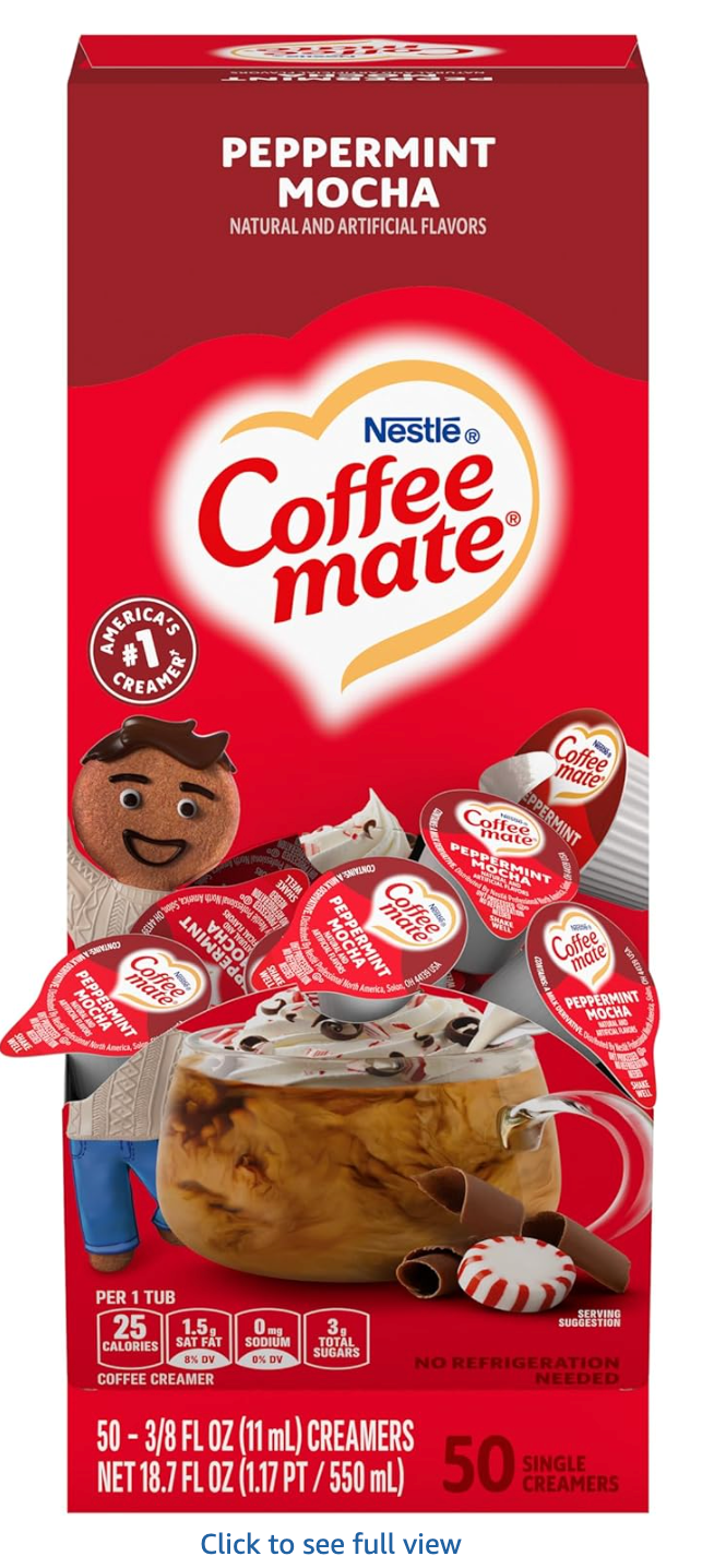 Coffee mate Peppermint Mocha Creamer, Liquid Singles, 50/Box - Expired May 2025
