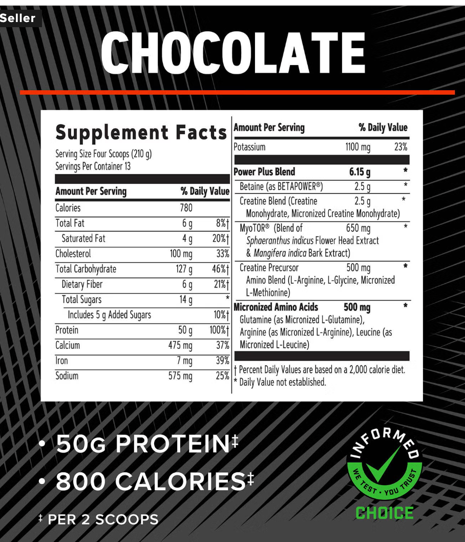 GNC AMP MASS XXX™ with MyoTor® - Chocolate (13 Servings) - Expires 04/18/2026