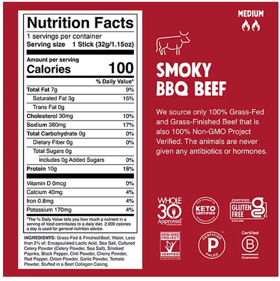 Chomps Smoky Bbq Beef Stick 1.15oz - 1.15 OZ