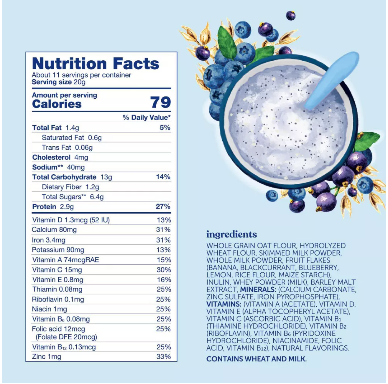 Kendamil Oat Cereal Baby Food - Mixed Berry - 8oz