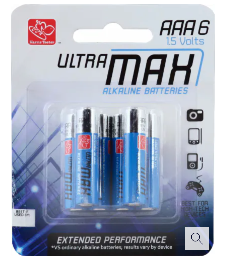 Harris Teeter Ultra Max Alkaline AAA Batteries - 6 Pack
