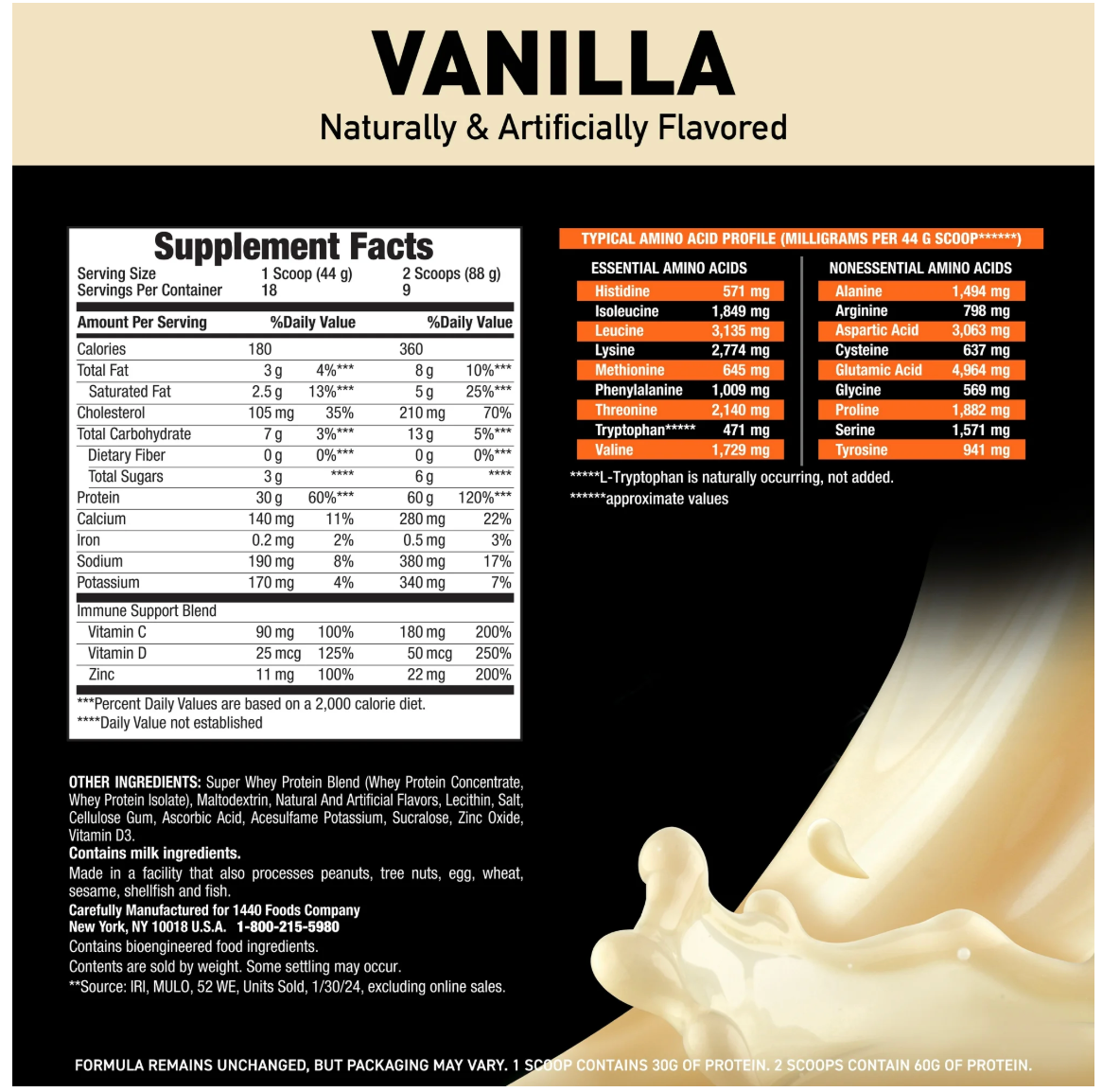 Body Fortress Super Advanced 100% Premium Whey Protein Powder, Vanilla, 1.74lbs (Packaging May Vary)