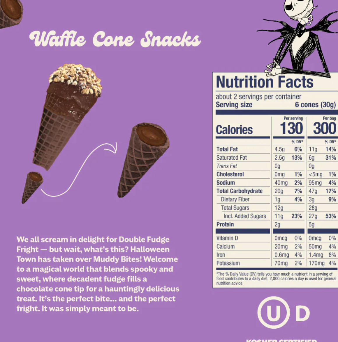 Muddy Bites Nightmare Before Christmas Double Fudge Fright 2.3oz Peg Bag