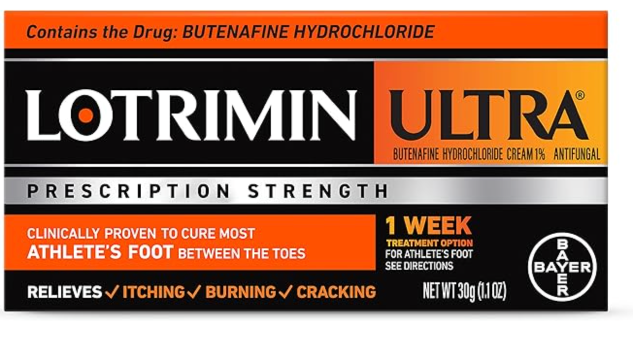 Lotrimin Ultra 1 Week Athlete's Foot Treatment, Prescription Strength Butenafine Hydrochloride 1%, Cures Most Athlete’s Foot Between Toes, Cream, 1.1 Oz - Expired 04/2028