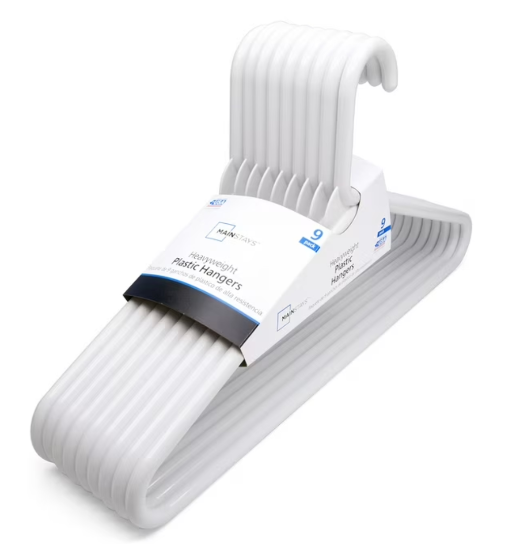 Mainstays Heavyweight Plastic Clothes Hangers - 9 count