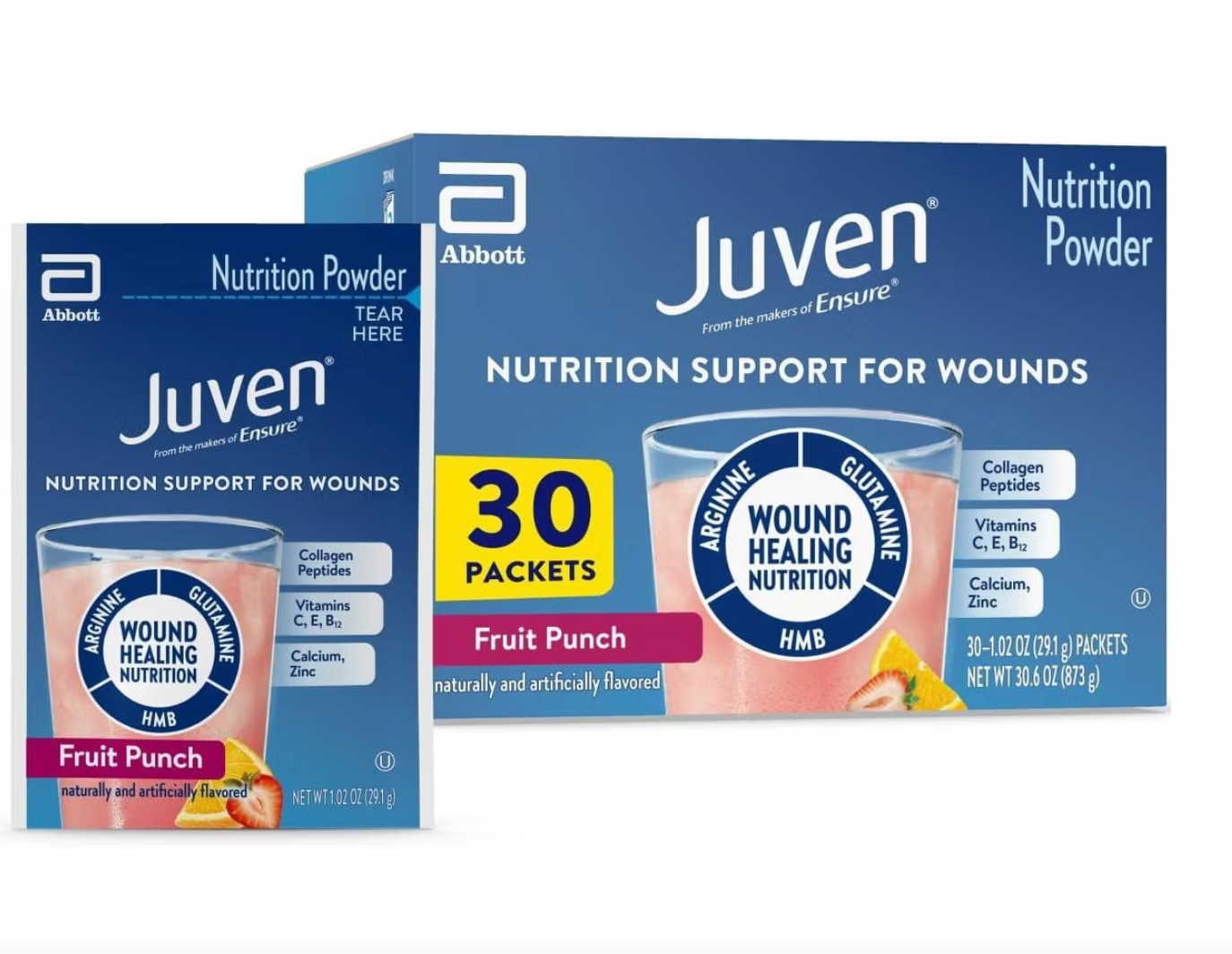 Abbott Juven Therapeutic Nutrition Powder Packets Fruit Punch AND Orange 30CT