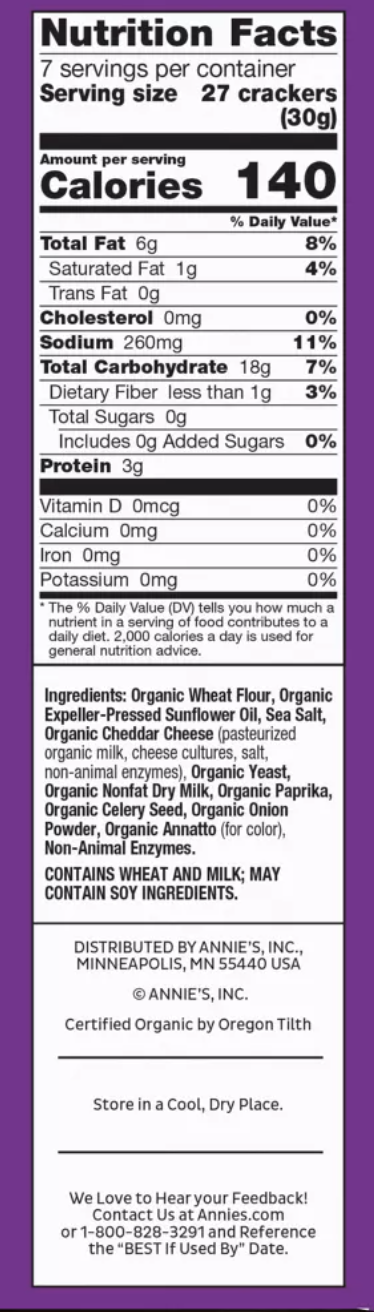 Annie's Cheddar Squares Baked Snack Crackers - 7.5oz