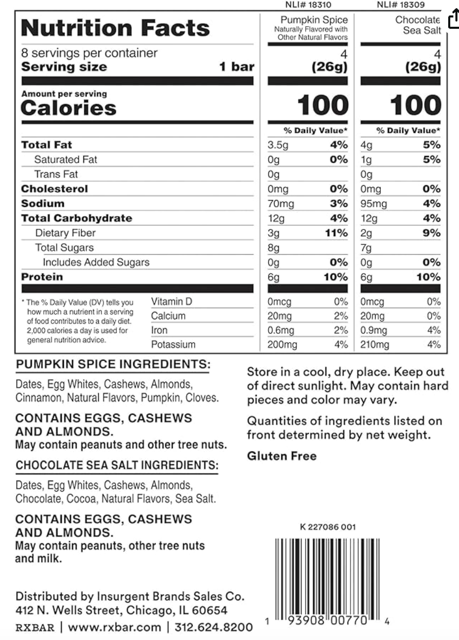 RXBAR Minis Protein Bars, Protein Snack, Snack Bars, Variety Pack, 7.3oz Box (8 Bars) - Expired Apr 16 2025