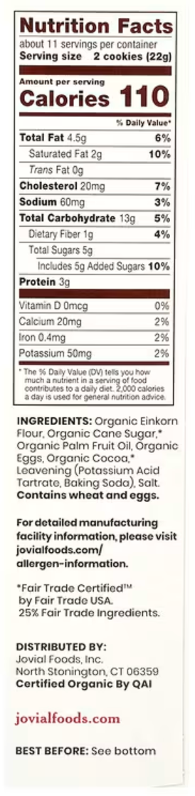 Jovial, Organic Einkorn Cookies, Checkerboard, 8.8 oz (250 g)