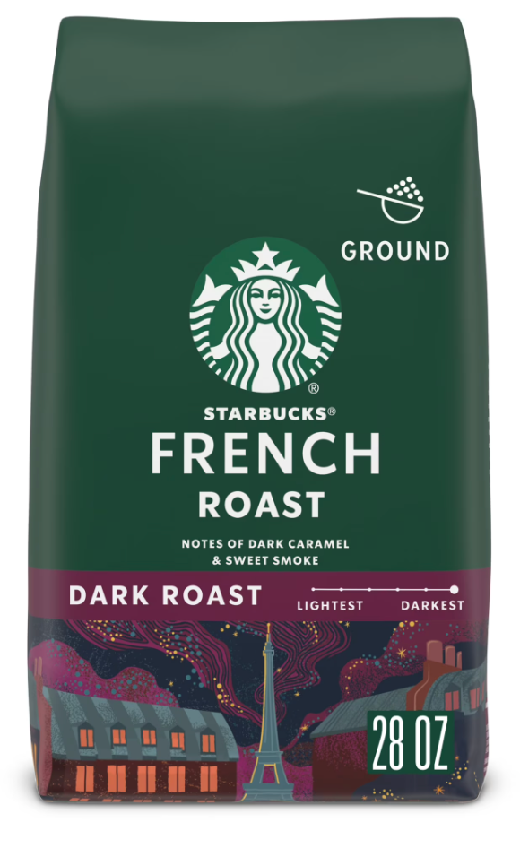 Starbucks French Roast, Flavored Ground Coffee, Dark Roast Hot or Iced Coffee, 28 oz - expired Apr 28 2026