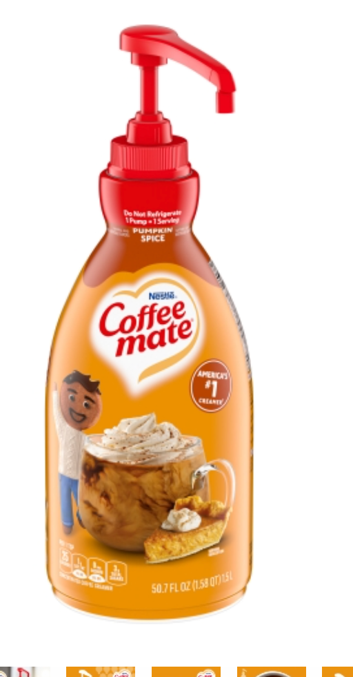 Coffee Mate Liquid Coffee Creamer, Pumpkin Spice, 1.5 L Pump Bottle. - expired Apr 2026