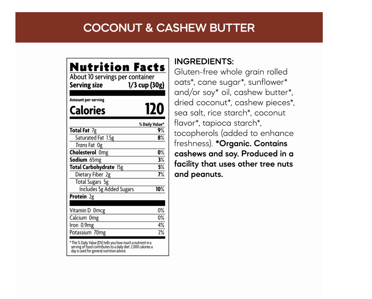 Nature's Path Organic Granola, Coconut & Cashew Butter, 11oz Pouch - expires July 20 2026