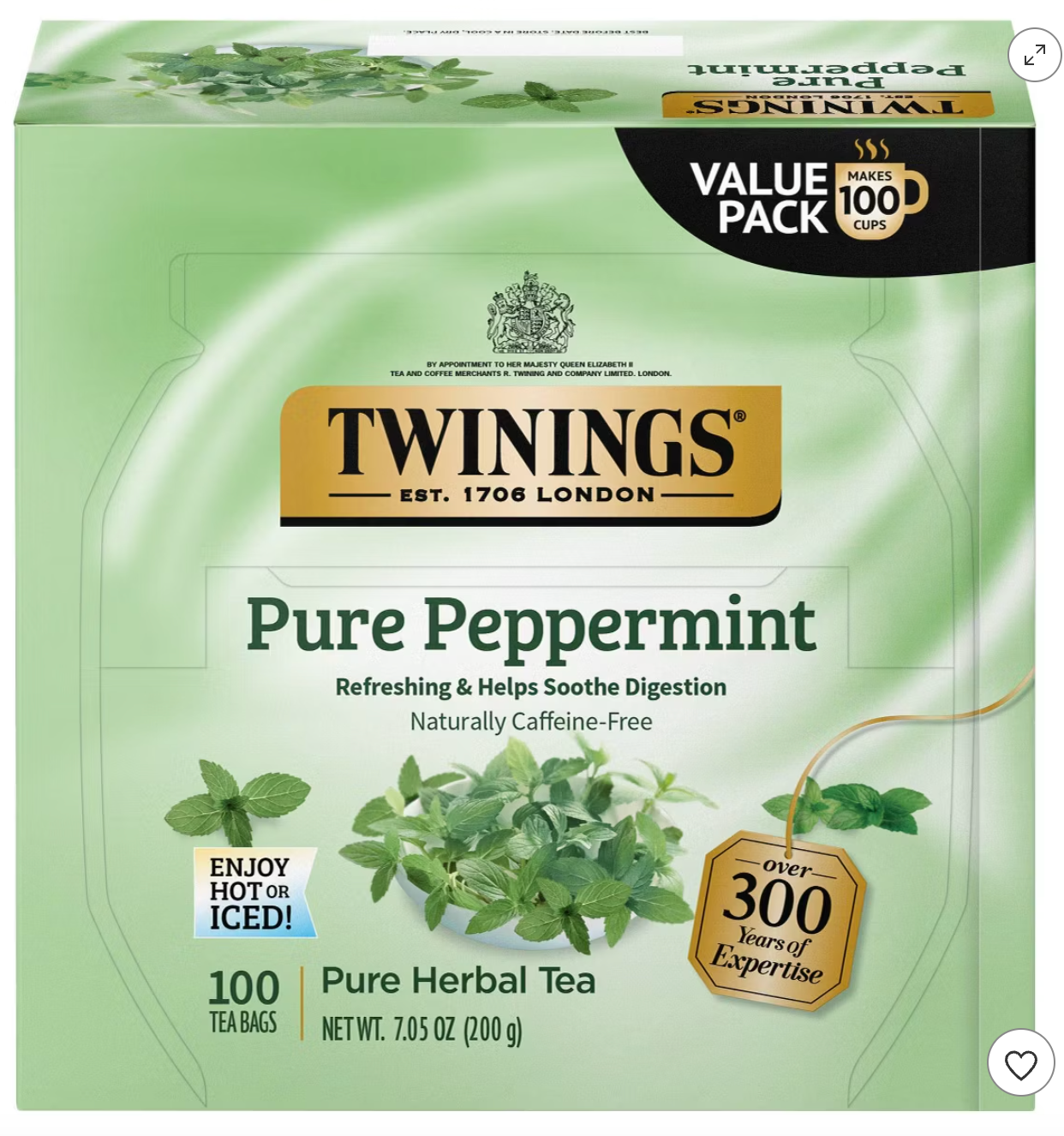 Twinings Pure Peppermint Tea - 100ct