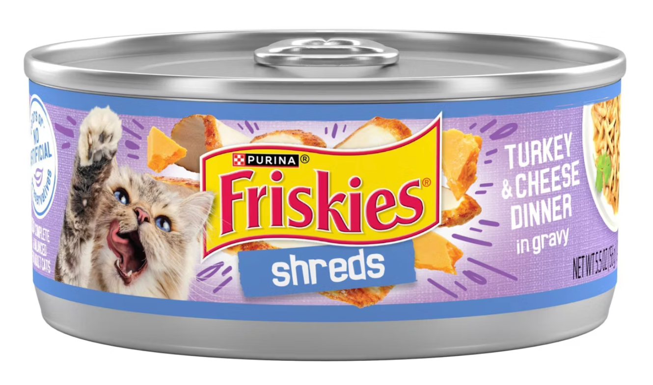 Purina Friskies Shreds Wet Cat Food Turkey & Cheese Dinner In Gravy - 5.5oz