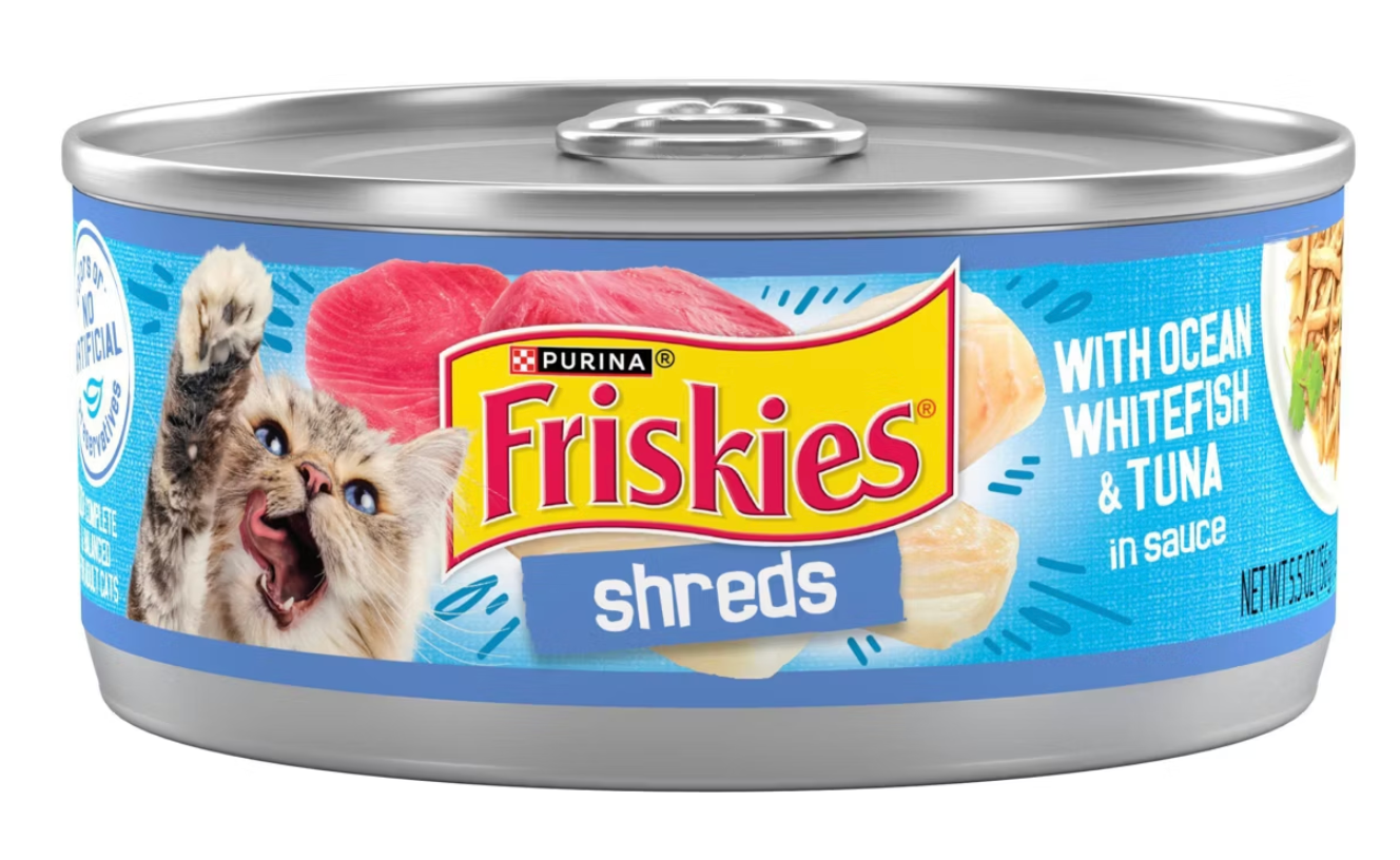 Purina Friskies Shreds Wet Cat Food with Ocean White Fish & Tuna In Sauce - 5.5oz