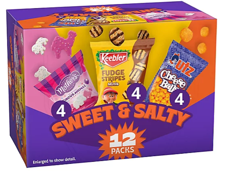 Keebler Sweet & Salty Mix - Variety Pack School Treat Box 12 Packs - 12 Oz - expires June 23 2026