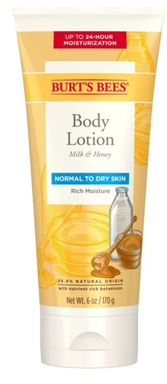 Burt’s Bees Body Lotion for Normal to Dry Skin, Milk and Honey, 6 OZ