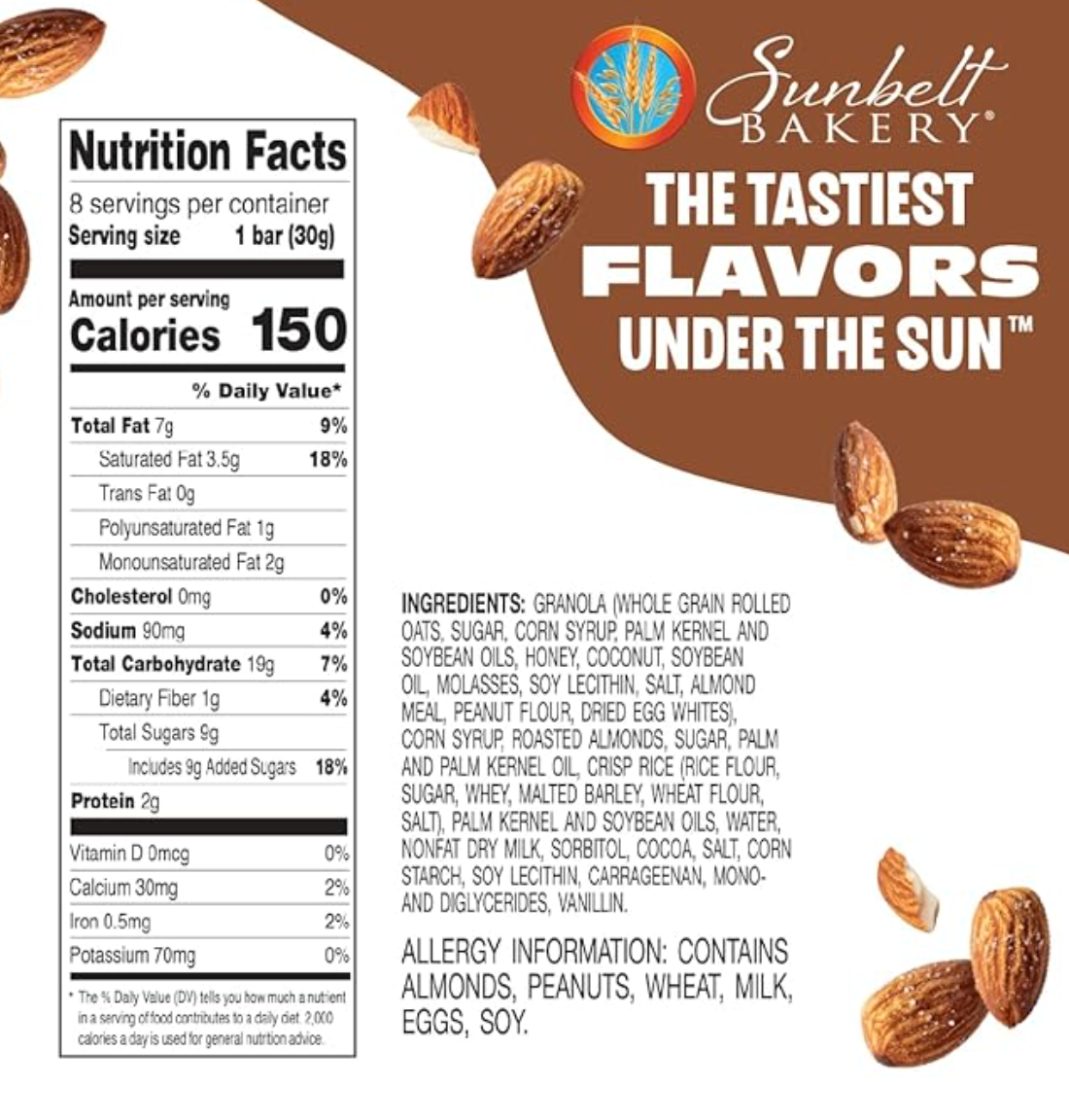 Sunbelt Bakery Almond Sweet & Salty Chewy Granola Bars, 8-1.0 OZ Bars - expires June 30 2026