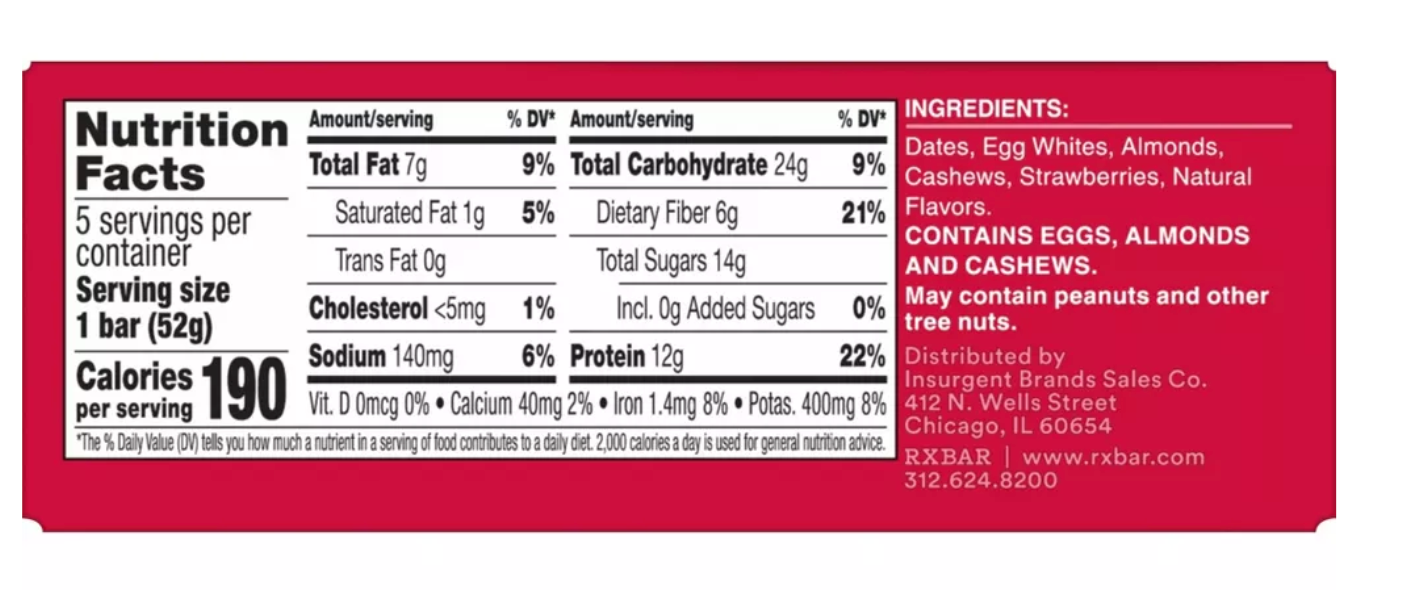 RXBAR Strawberry Protein Bars - 9.1oz/5ct - expires June 19 2026