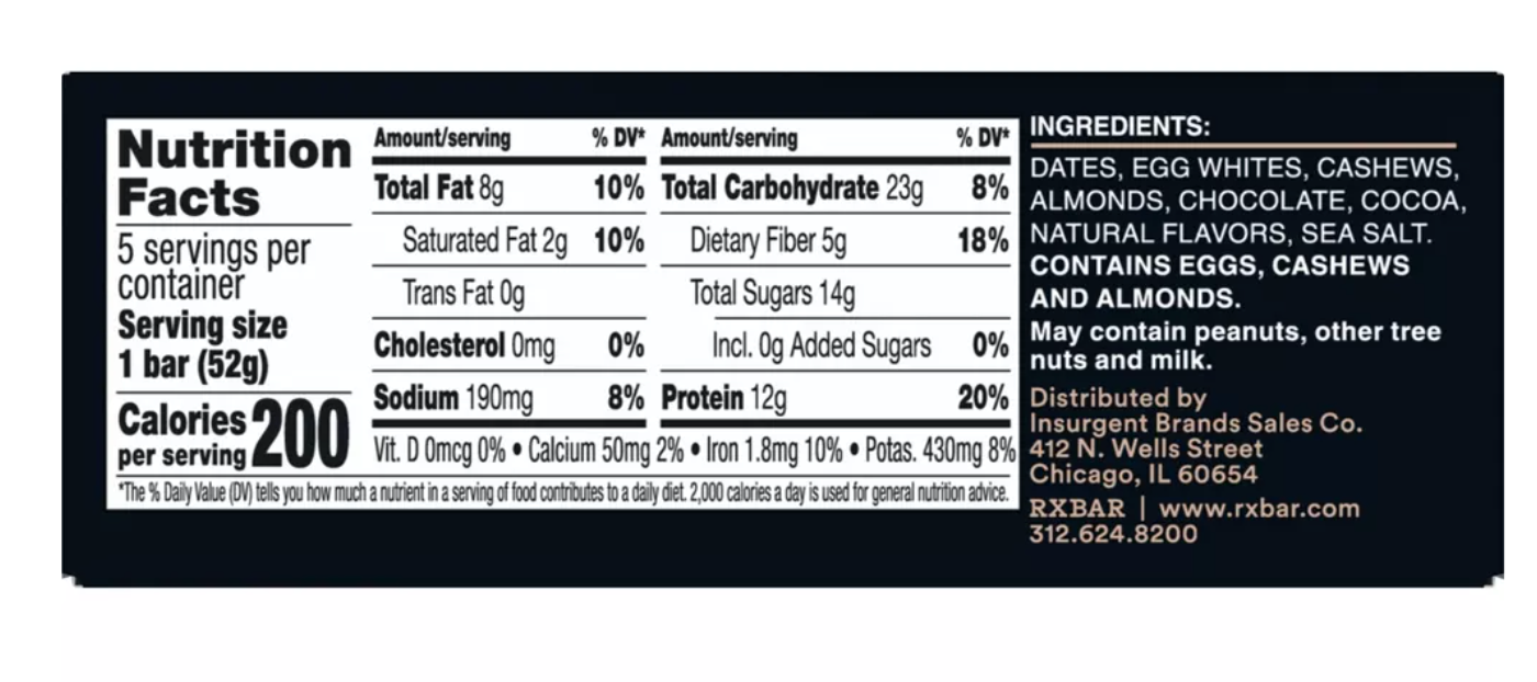 RXBAR Chocolate Sea Salt Protein Bars - 9.1oz/5ct - expires July 07 2026
