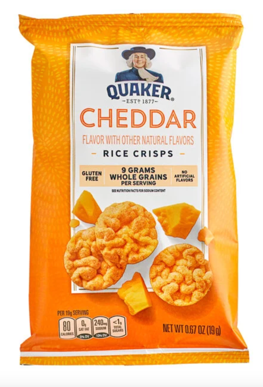 Quaker Cheddar Popped Rice Crisps 0.67 oz - expired May 10 2026