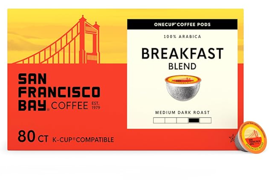 San Francisco Bay K-Cup Coffee Pods, Breakfast Blend (80 ct), Medium Roast, Commercially Compostable Single-Serve Coffee Pods - expired Jan 28 2026