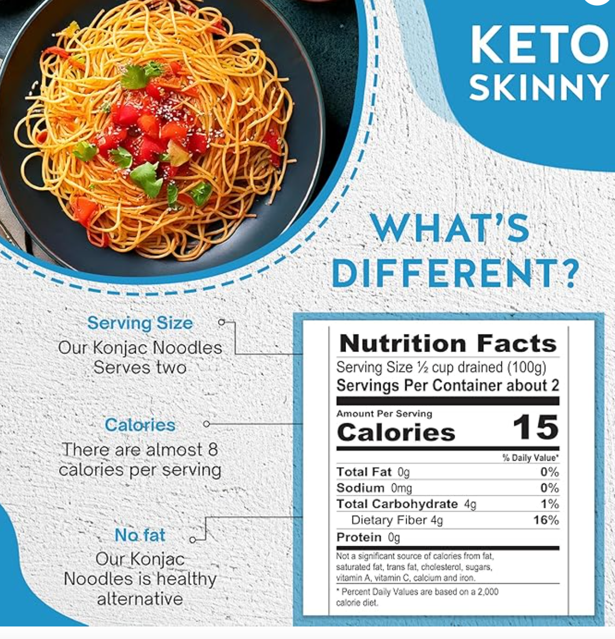 Nashi Shirataki Konjac Spaghetti (8x190g) – Glucomannan Premium Recipe, Keto-Friendly | Low-Calorie, Zero-Carb, Vegan & Gluten-Free, Odour-Free, High Fiber | Ready-to-Eat Food - expires 01/07/2027