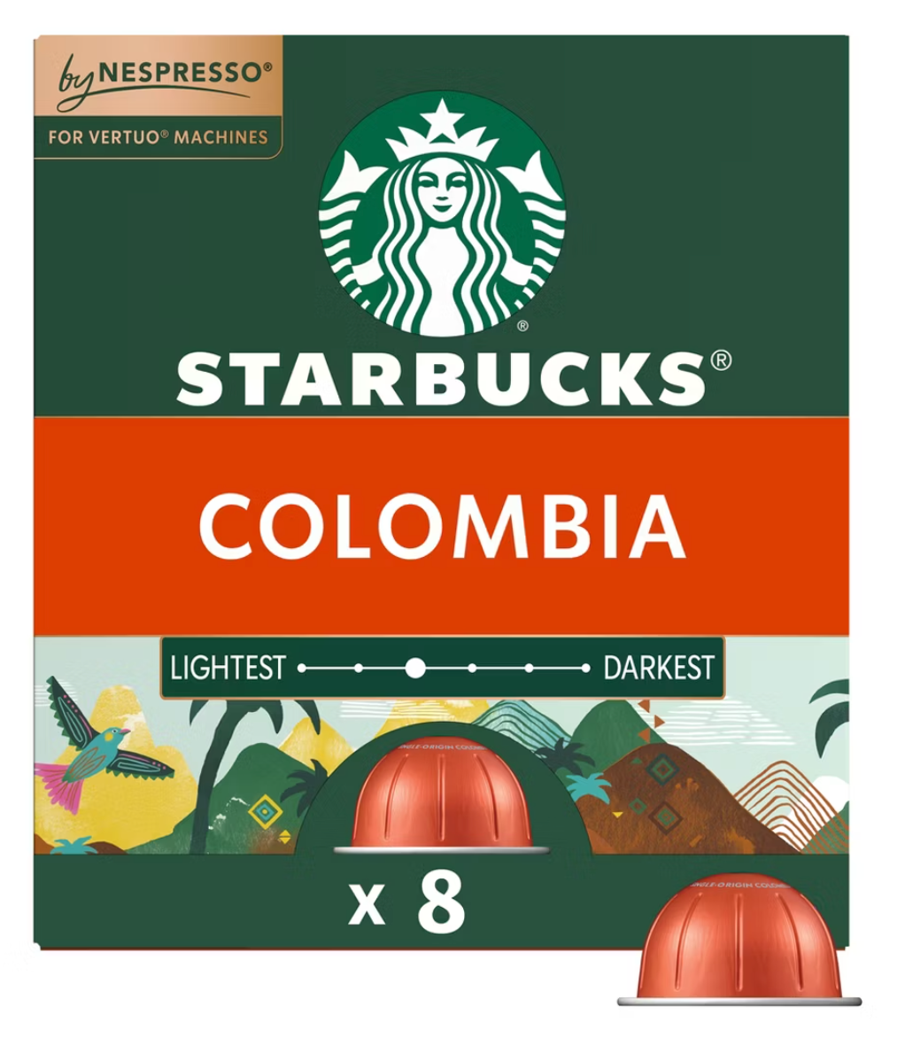 Starbucks by Nespresso Vertuo Line Pods Medium Roast Coffee Single-Origin Colombia - 8ct - expires 08/02/2027