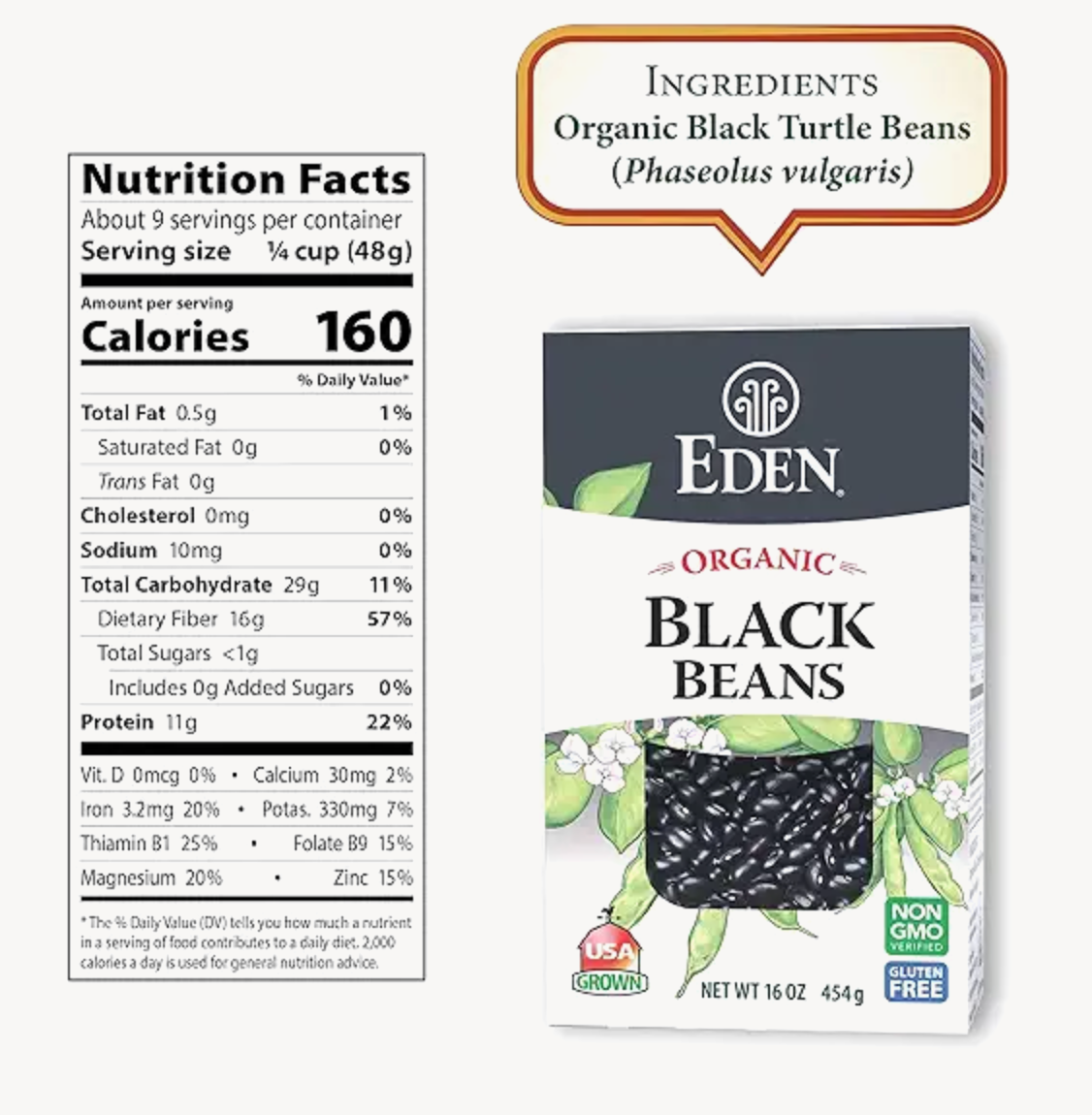 Eden Foods Organic Dry Black Beans, 16 OZ