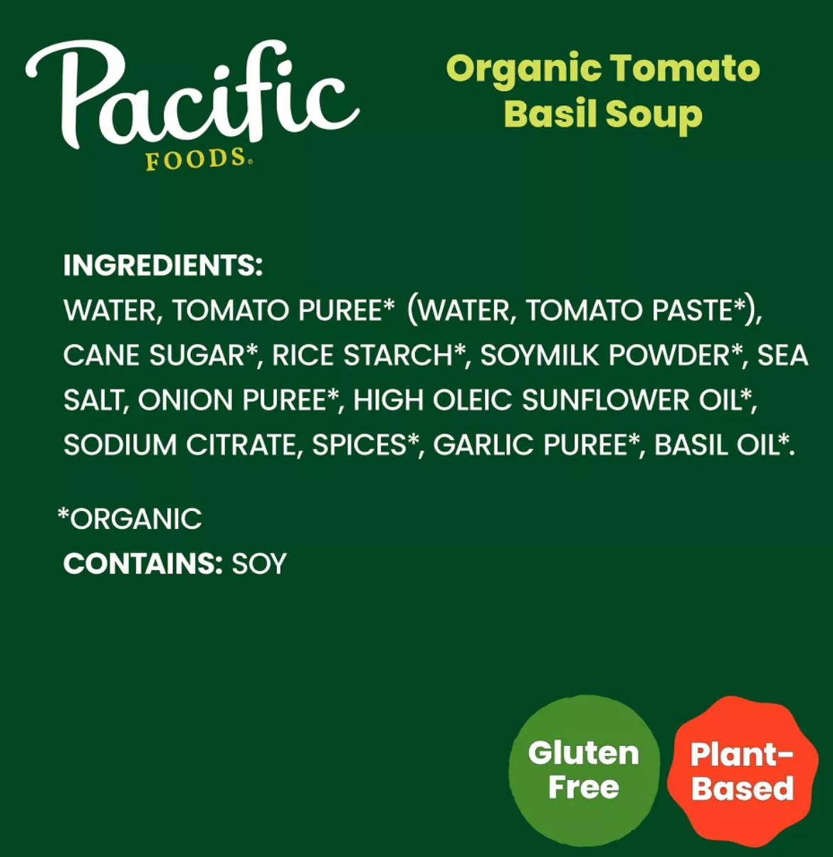 Pacific Foods Plant Based Organic Gluten Free Vegan Tomato Basil Soup - 32 fl oz