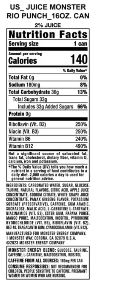 Juice Monster, Rio Punch, Energy + Juice, 1 count 16 fl oz