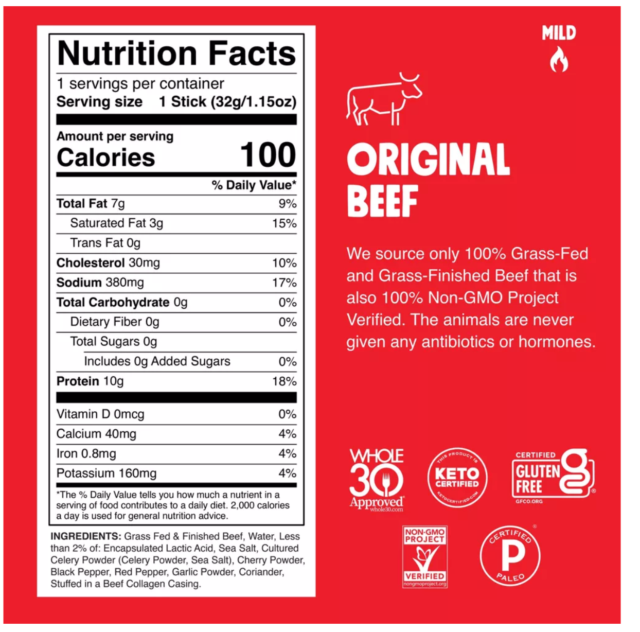 Chomps Snack Sticks Original Beef Meat Sticks - 9.2oz/8ct