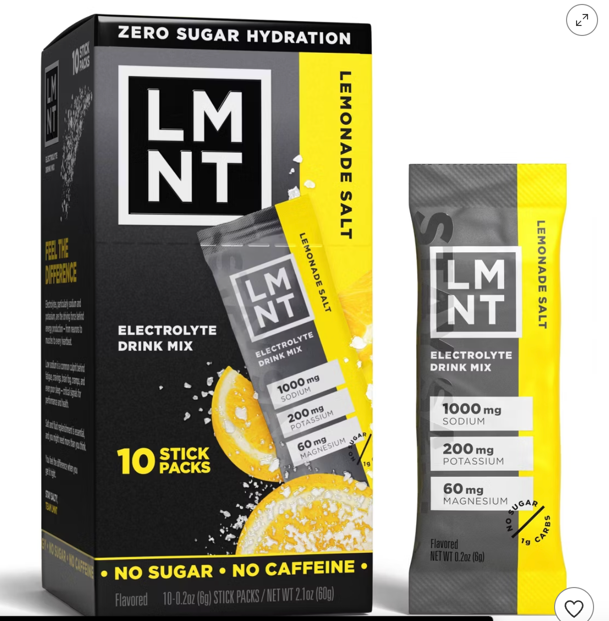 LMNT Lemonade Zero-Sugar Electrolytes Drinks - 10ct/2.1oz