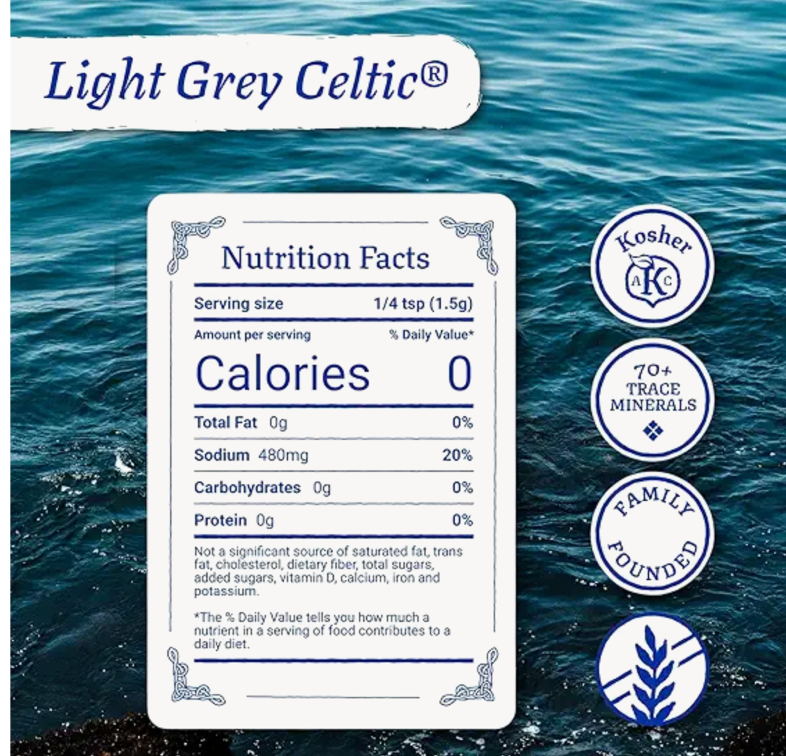 Celtic Sea Salt Light Grey Coarse – Unrefined Mineral Salt, 70+ Trace Minerals, Sustainably Harvested, GMP Certified – Cooking, Finishing, Hydration, Grinder Use – 1 lb Resealable Bag