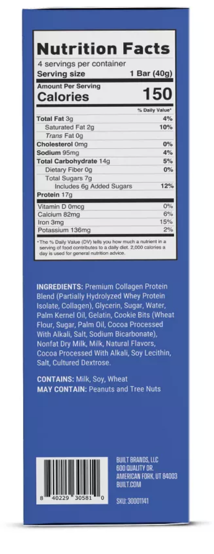 Built Bar Cookies 'N Cream Puff Protein Bars - 17g Protein - 4ct