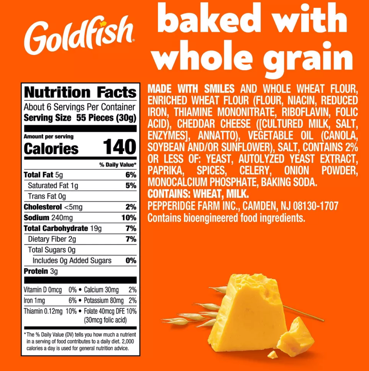 Pepperidge Farm Goldfish Cheddar Crackers Baked with Whole Grain- 6.6oz - expired 05/24/2026