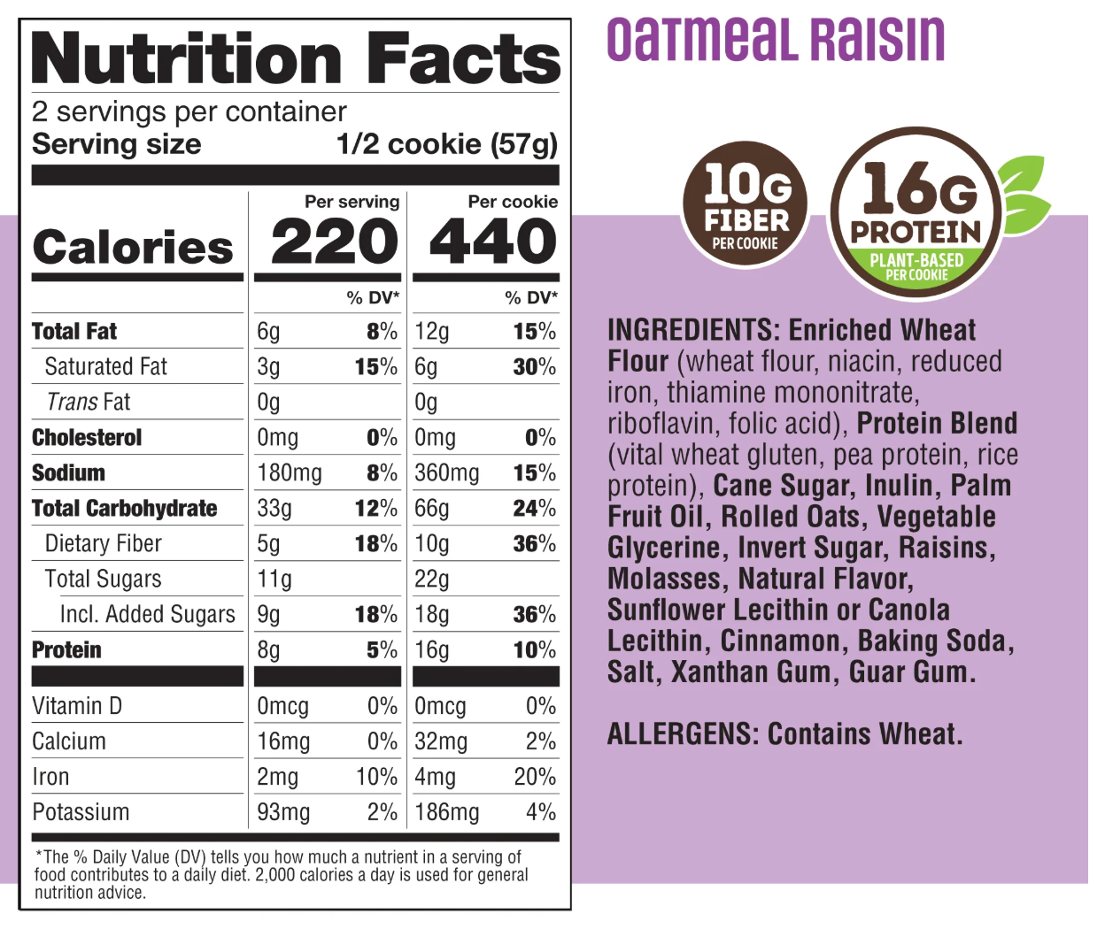 Protein Cookie Oatmeal Raisin - expires November 12 2026
