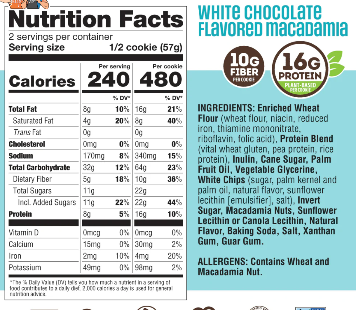 Protein Cookie White Chocolate Flavored Macadamia - expires Nov 18 2026