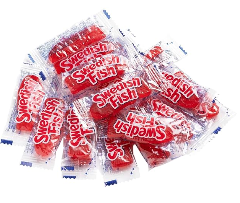 Candykrave Swidish Fish Kids Soft & Chewy Candy - 1lb (70 Pieces) - Individually Wrapped Sweet Candy Pack- Delicious Gummy Candy for Halloween, Pinata Stuffers, Movie Nights, Birthdays & Baby Shower.