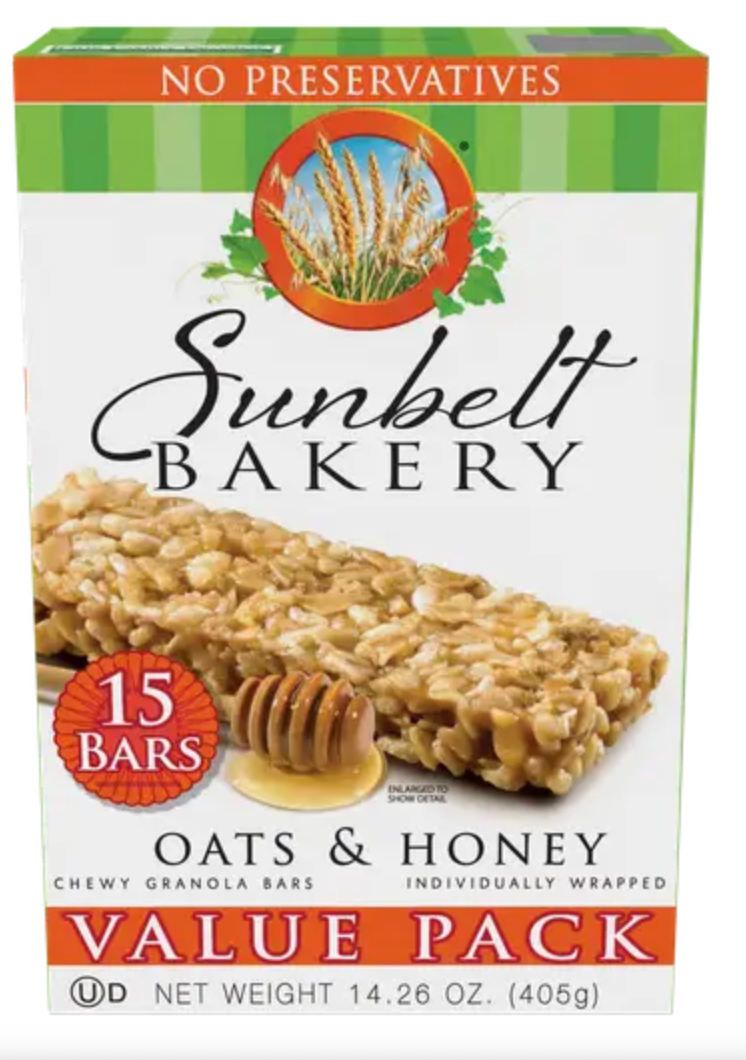 Sunbelt Bakery 15-Pack Oats & Honey Chewy Granola Bars - expired March 29 2026