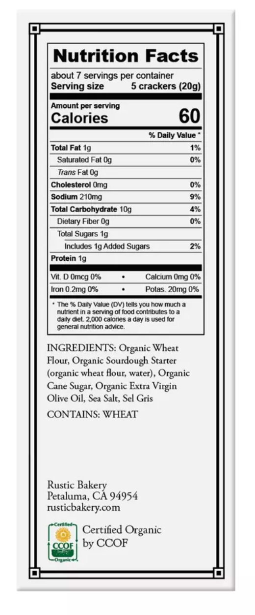 Rustic Bakery Organic Crackers Flatbread Bites Olive Oil & Sel Gris - 4oz - expires 06/08/2027