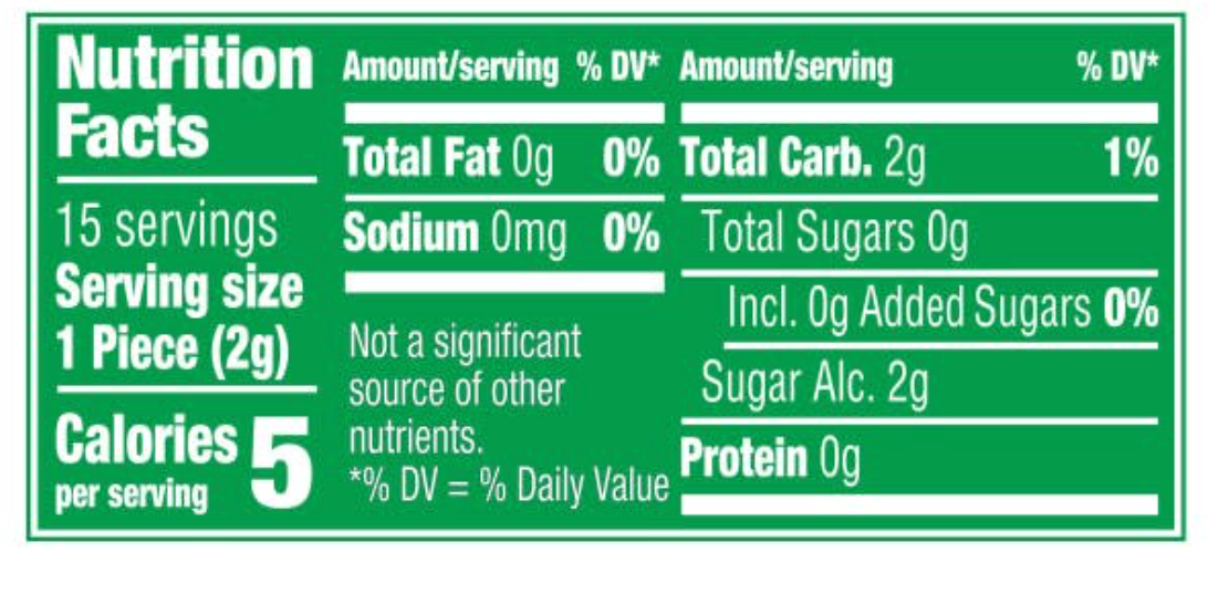 Orbit White Spearmint Sugar Free Gum, Artificially Flavored, 15 Piece, Plastic Packet
